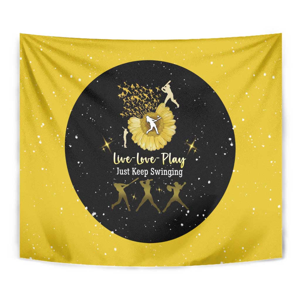 Softball Sunflower Yellow Black Christmas Tapestry Xmas Holiday Patterns - Wonder Print Shop