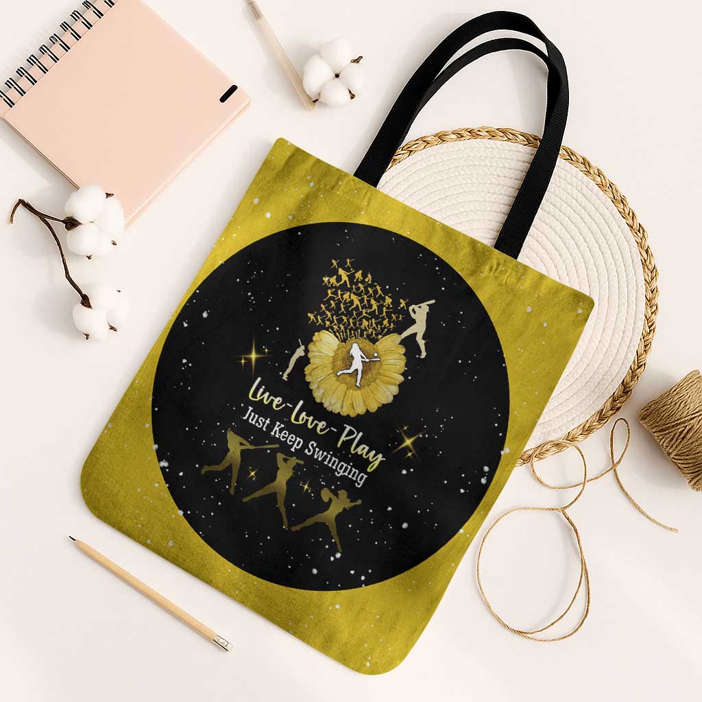 Softball Sunflower Yellow Black Christmas Tote Bag Xmas Holiday Patterns - Wonder Print Shop