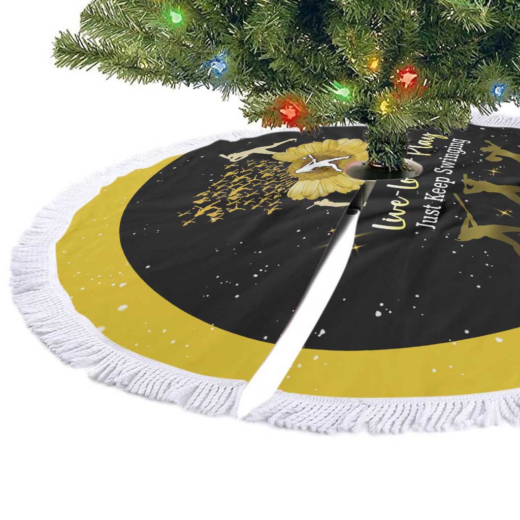 Softball Sunflower Yellow Black Christmas Tree Skirt Xmas Holiday Patterns - Wonder Print Shop