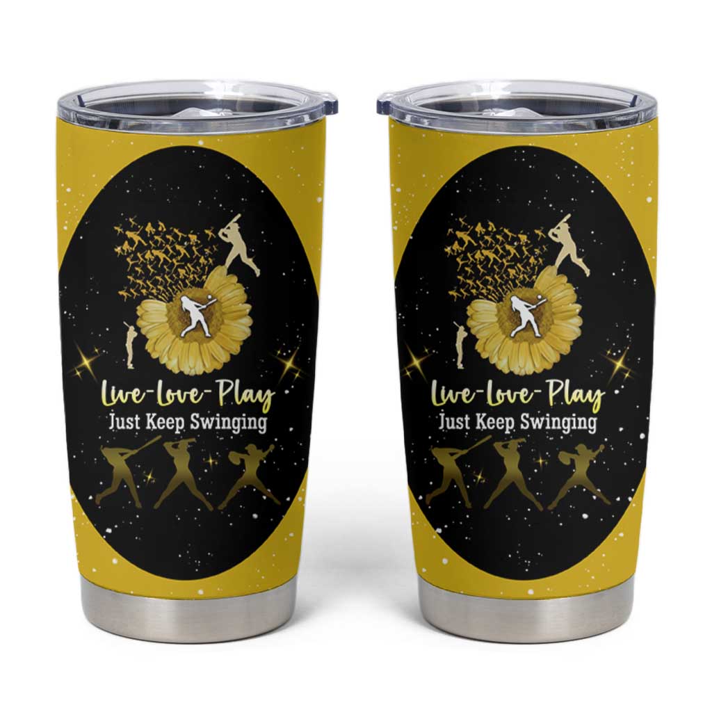 Softball Sunflower Yellow Black Christmas Tumbler Cup Xmas Holiday Patterns - Wonder Print Shop