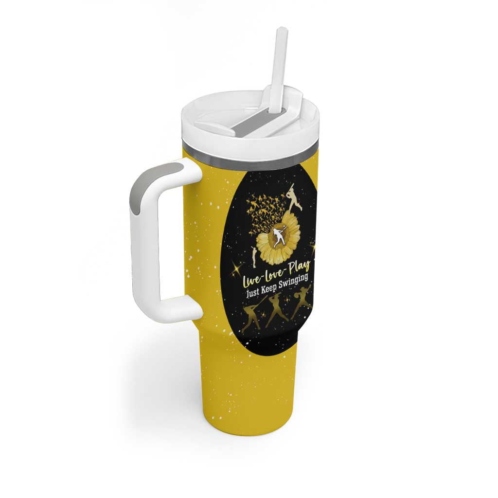 Softball Sunflower Yellow Black Christmas Tumbler With Handle Xmas Holiday Patterns - Wonder Print Shop