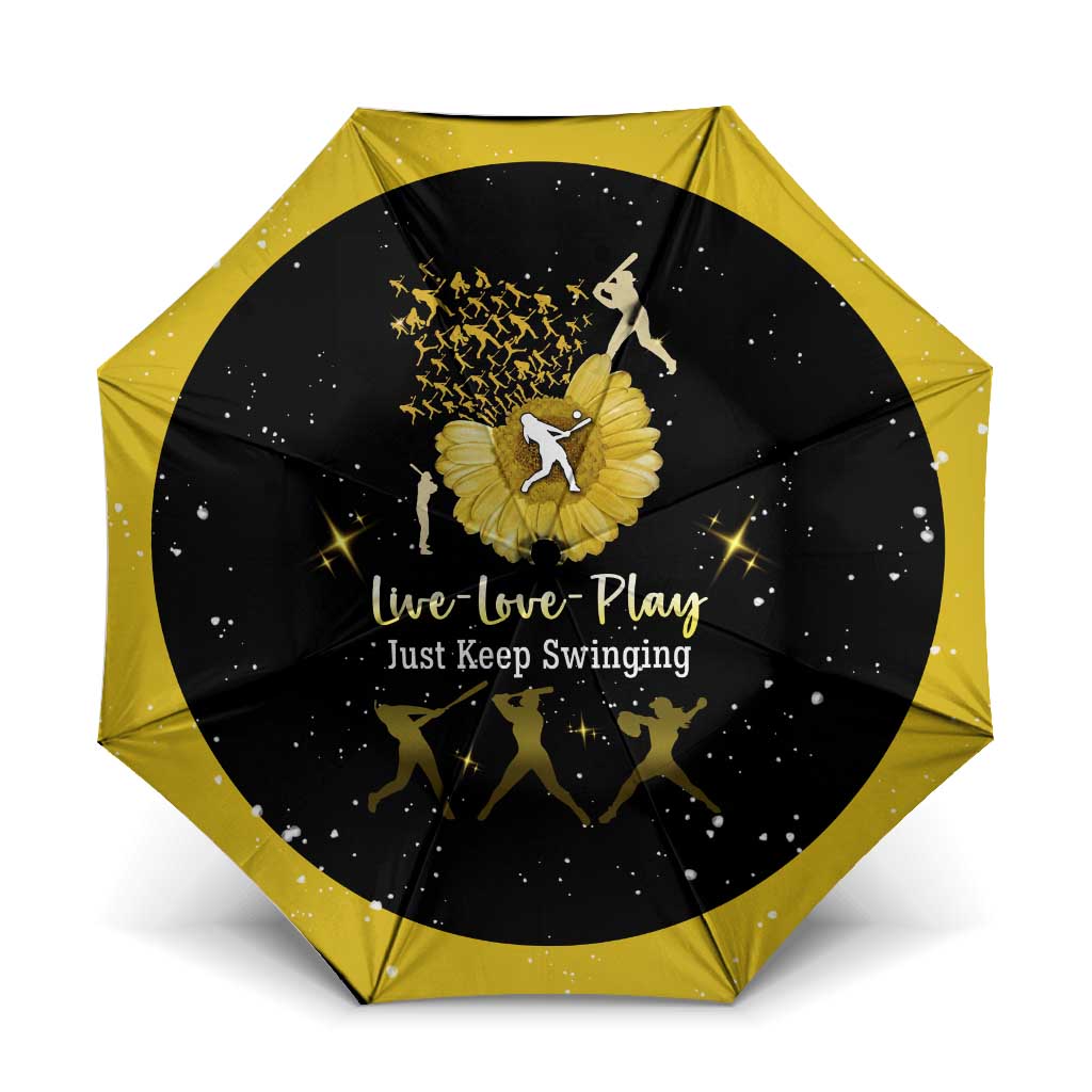 Softball Sunflower Yellow Black Christmas Umbrella Xmas Holiday Patterns - Wonder Print Shop