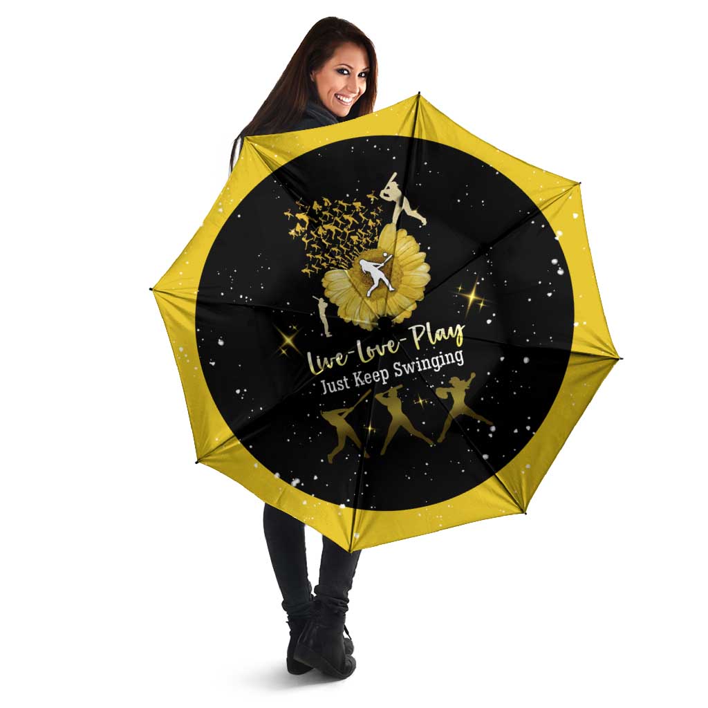 Softball Sunflower Yellow Black Christmas Umbrella Xmas Holiday Patterns - Wonder Print Shop