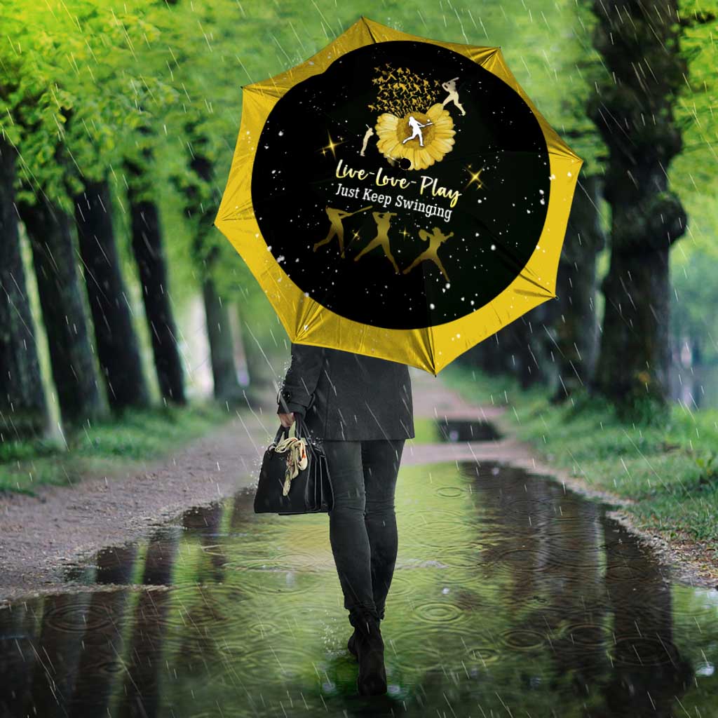 Softball Sunflower Yellow Black Christmas Umbrella Xmas Holiday Patterns - Wonder Print Shop