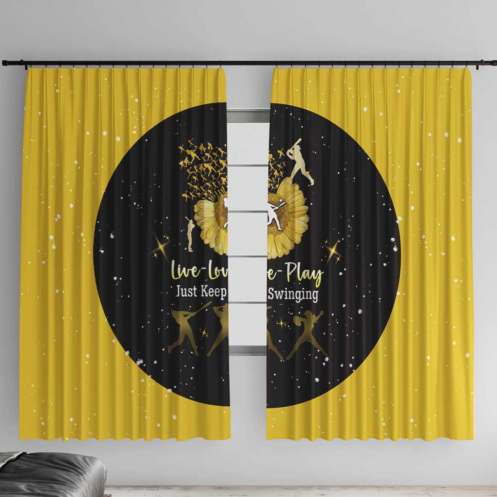Softball Sunflower Yellow Black Christmas Window Curtain Xmas Holiday Patterns - Wonder Print Shop