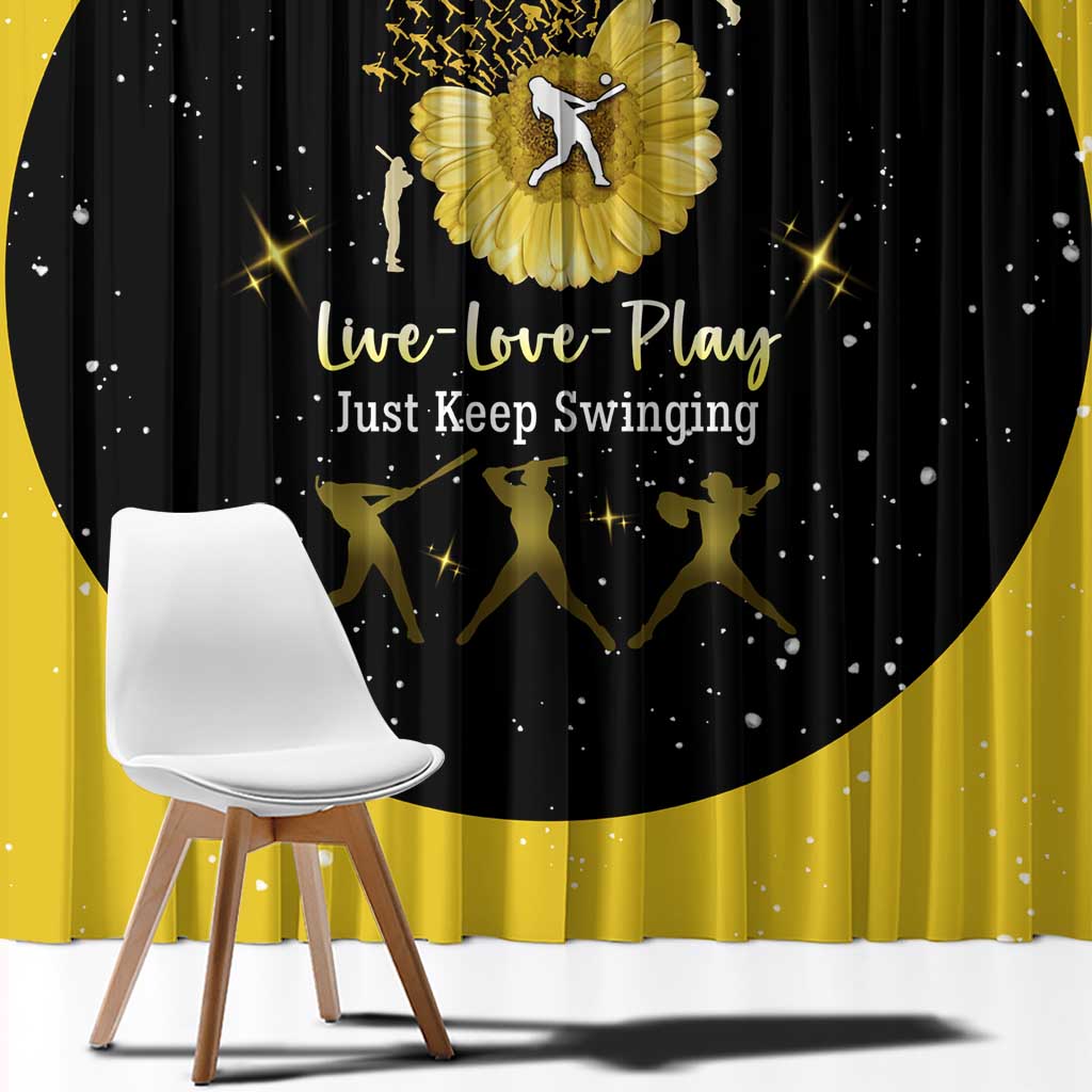 Softball Sunflower Yellow Black Christmas Window Curtain Xmas Holiday Patterns - Wonder Print Shop
