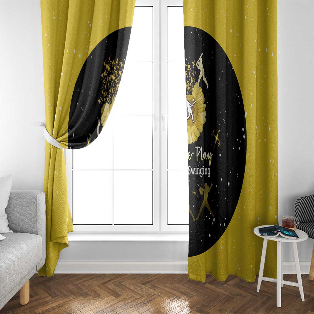 Softball Sunflower Yellow Black Christmas Window Curtain Xmas Holiday Patterns - Wonder Print Shop