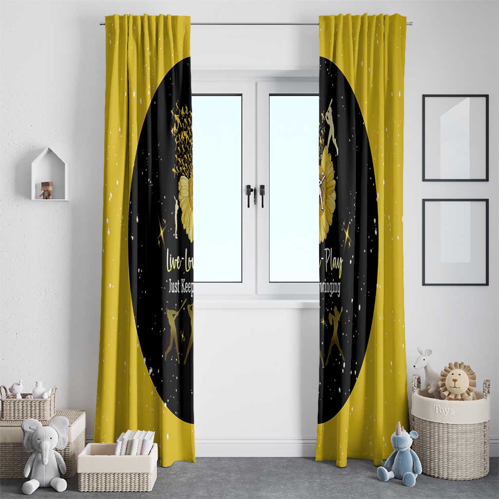 Softball Sunflower Yellow Black Christmas Window Curtain Xmas Holiday Patterns - Wonder Print Shop