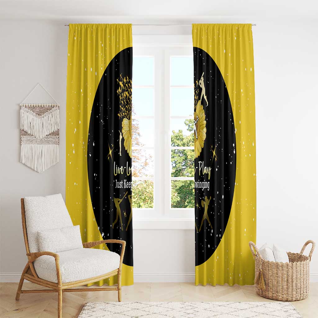Softball Sunflower Yellow Black Christmas Window Curtain Xmas Holiday Patterns - Wonder Print Shop