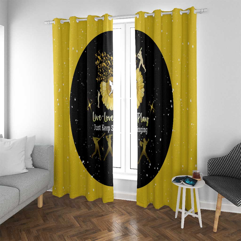 Softball Sunflower Yellow Black Christmas Window Curtain Xmas Holiday Patterns - Wonder Print Shop