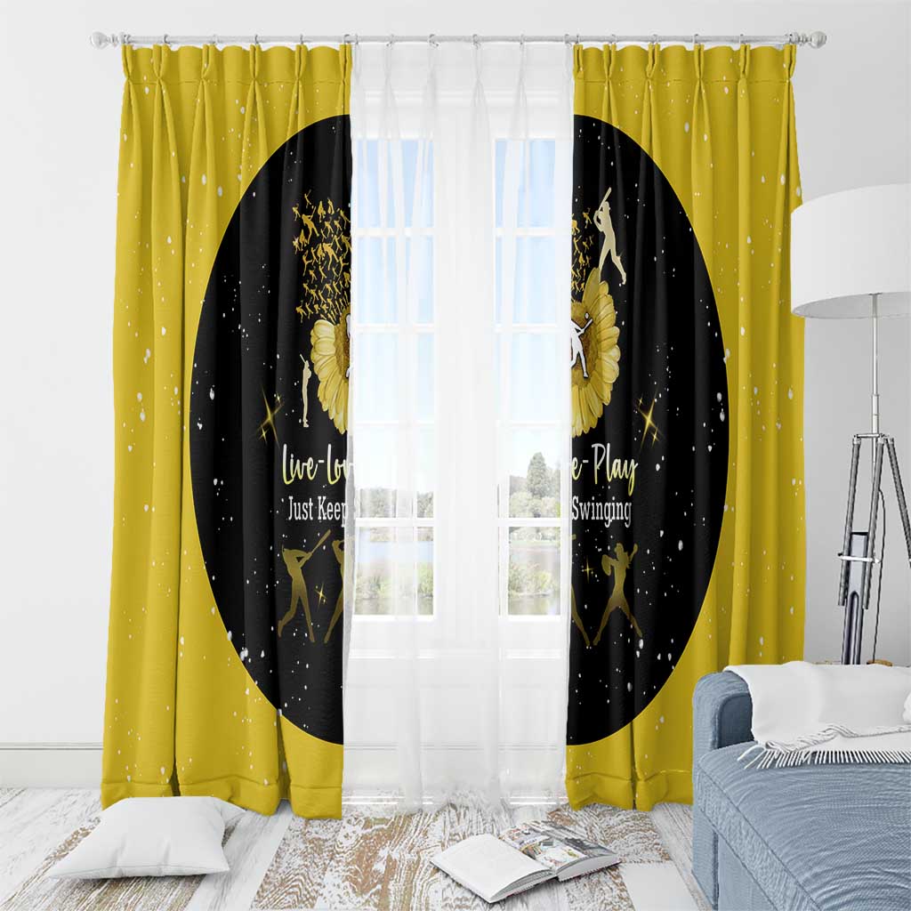 Softball Sunflower Yellow Black Christmas Window Curtain Xmas Holiday Patterns - Wonder Print Shop