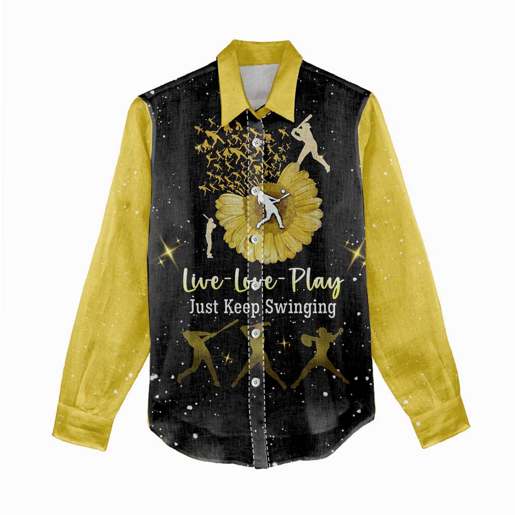 Softball Sunflower Yellow Black Christmas Women Casual Shirt Xmas Holiday Patterns - Wonder Print Shop