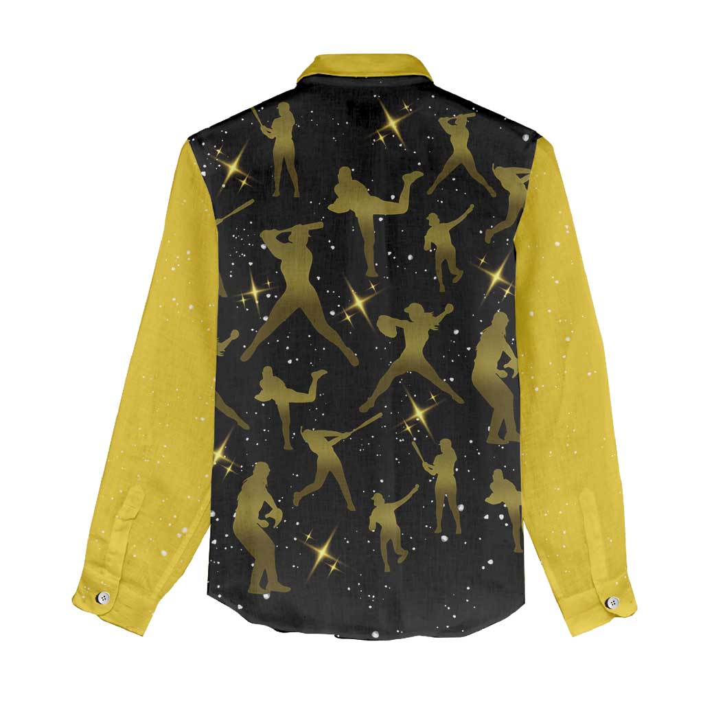 Softball Sunflower Yellow Black Christmas Women Casual Shirt Xmas Holiday Patterns - Wonder Print Shop