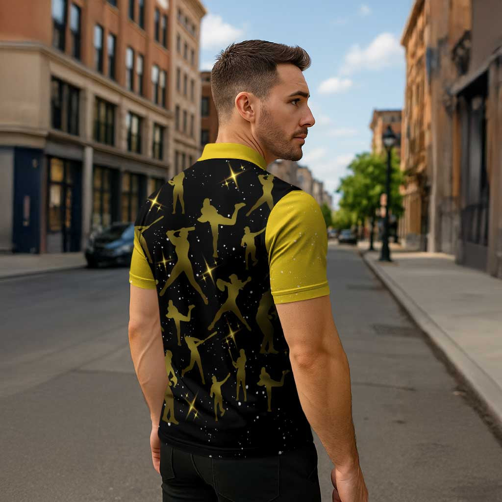 Softball Sunflower Yellow Black Christmas Zipper Polo Shirt Xmas Holiday Patterns - Wonder Print Shop