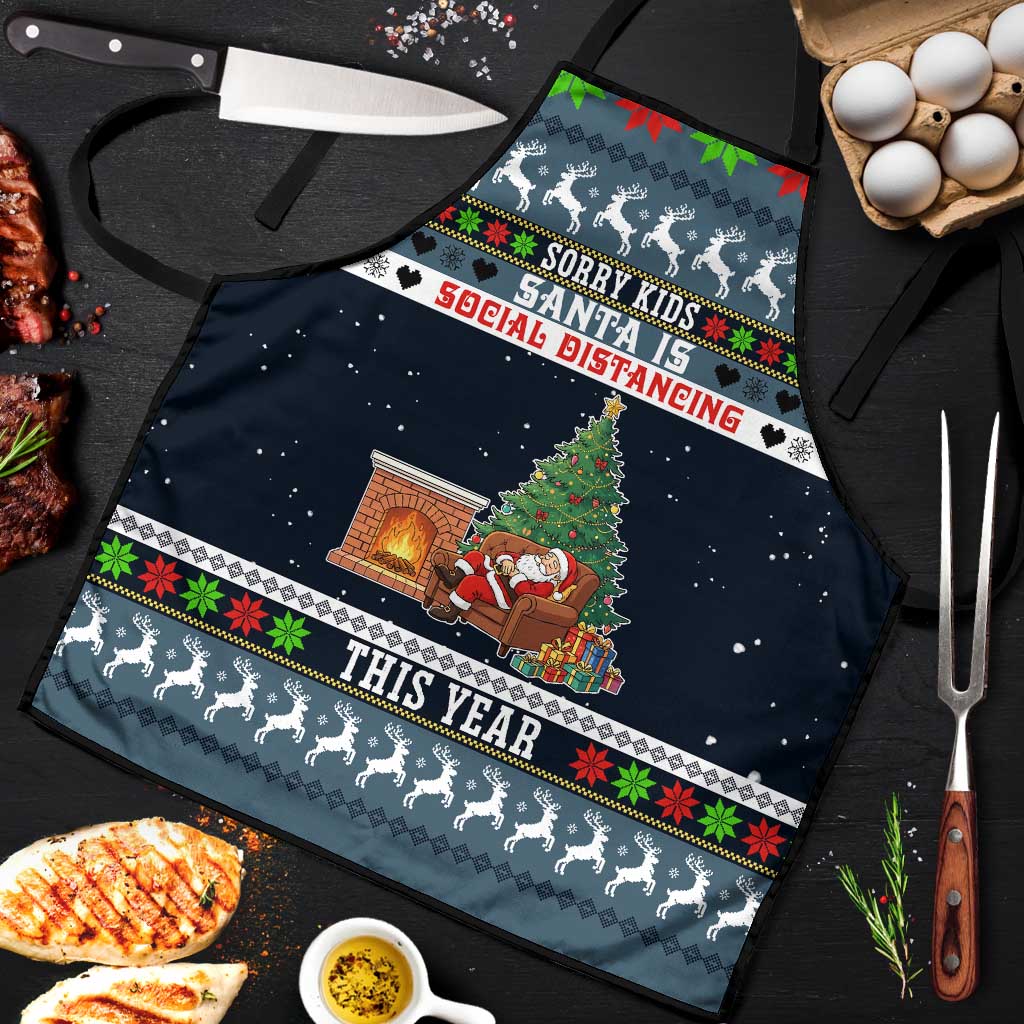 Sorry Kids Santa Is Social Distancing This Year Christmas Apron Xmas Holiday Patterns - Wonder Print Shop