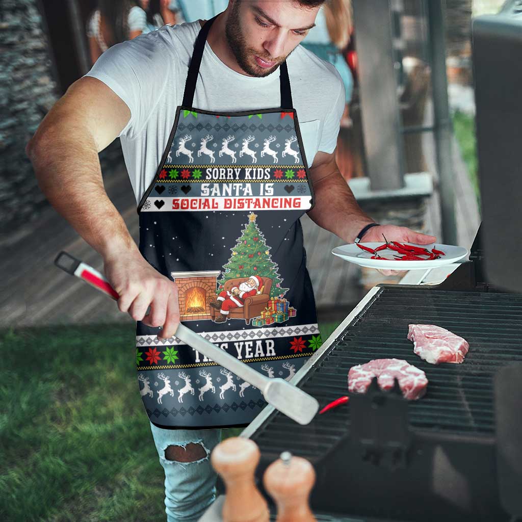 Sorry Kids Santa Is Social Distancing This Year Christmas Apron Xmas Holiday Patterns - Wonder Print Shop