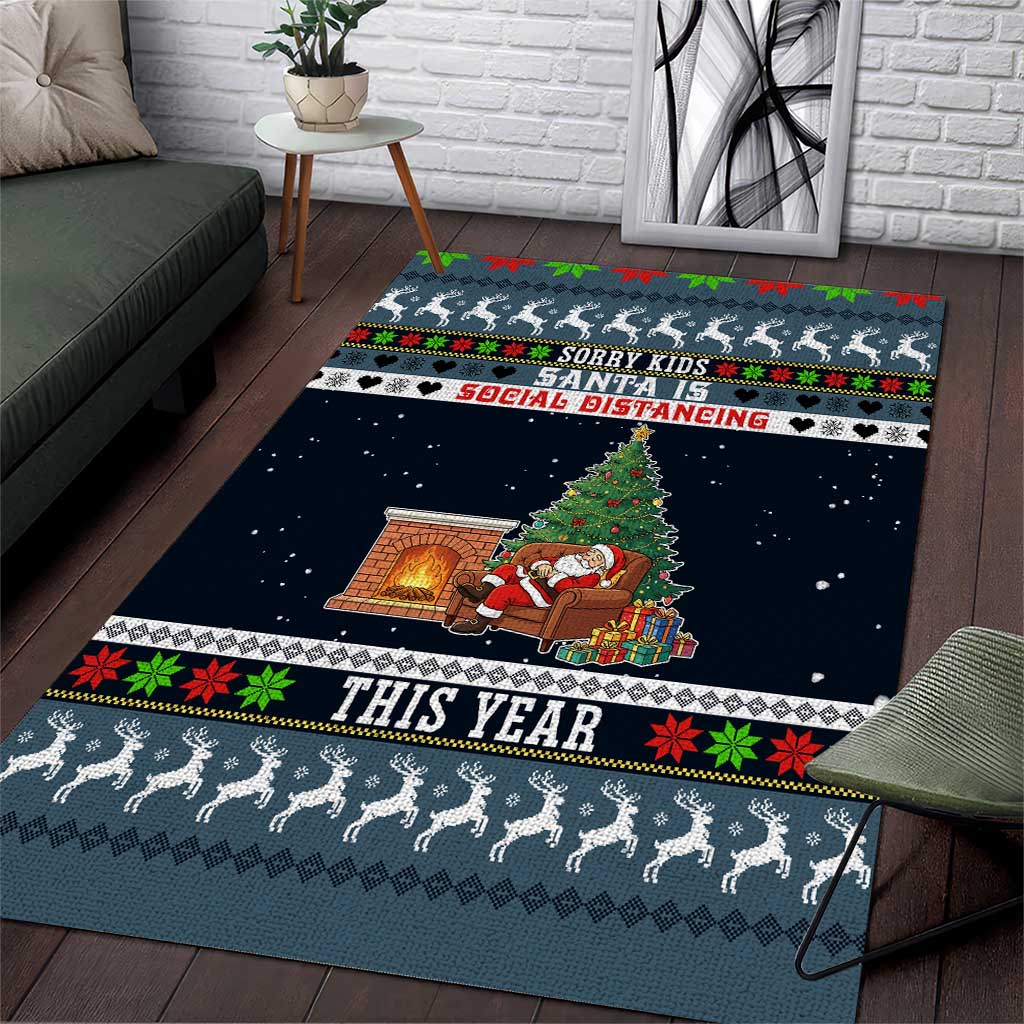Sorry Kids Santa Is Social Distancing This Year Christmas Area Rug Xmas Holiday Patterns - Wonder Print Shop