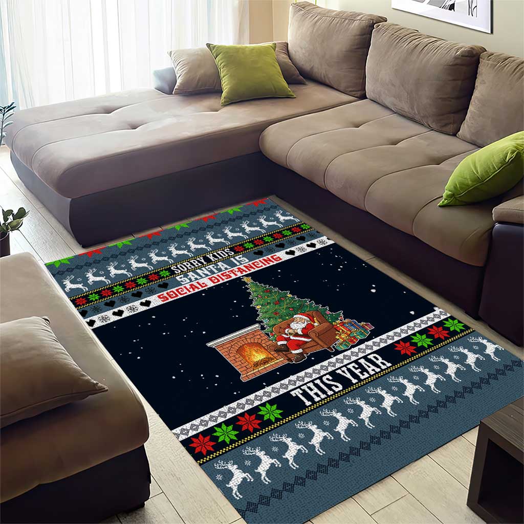Sorry Kids Santa Is Social Distancing This Year Christmas Area Rug Xmas Holiday Patterns - Wonder Print Shop