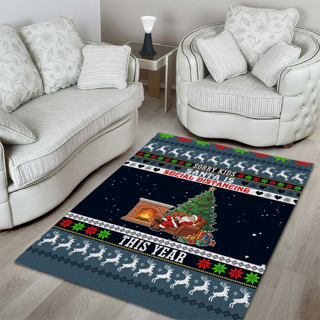 Sorry Kids Santa Is Social Distancing This Year Christmas Area Rug Xmas Holiday Patterns - Wonder Print Shop