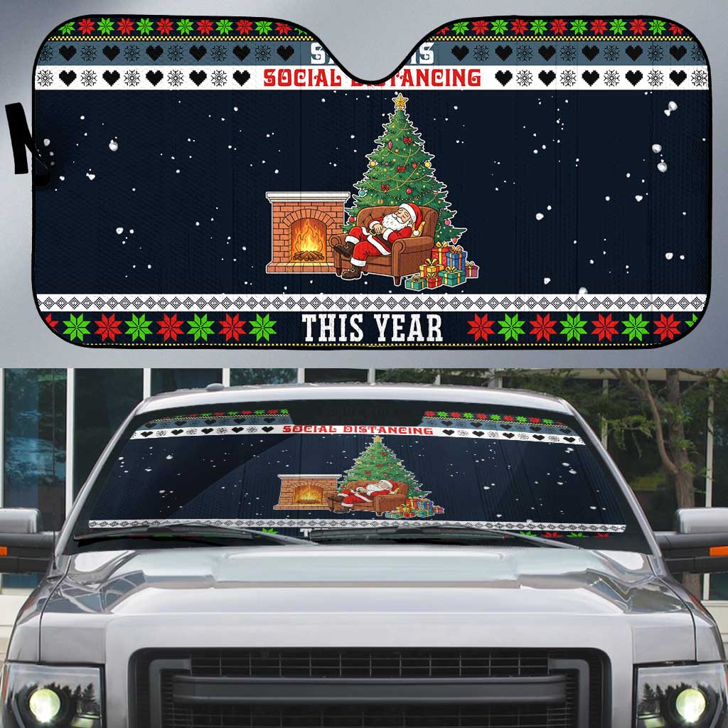 Sorry Kids Santa Is Social Distancing This Year Christmas Auto Sun Shade Xmas Holiday Patterns - Wonder Print Shop