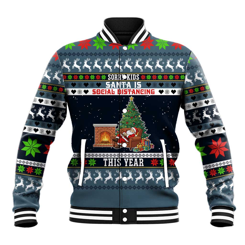 Sorry Kids Santa Is Social Distancing This Year Christmas Baseball Jacket Xmas Holiday Patterns - Wonder Print Shop