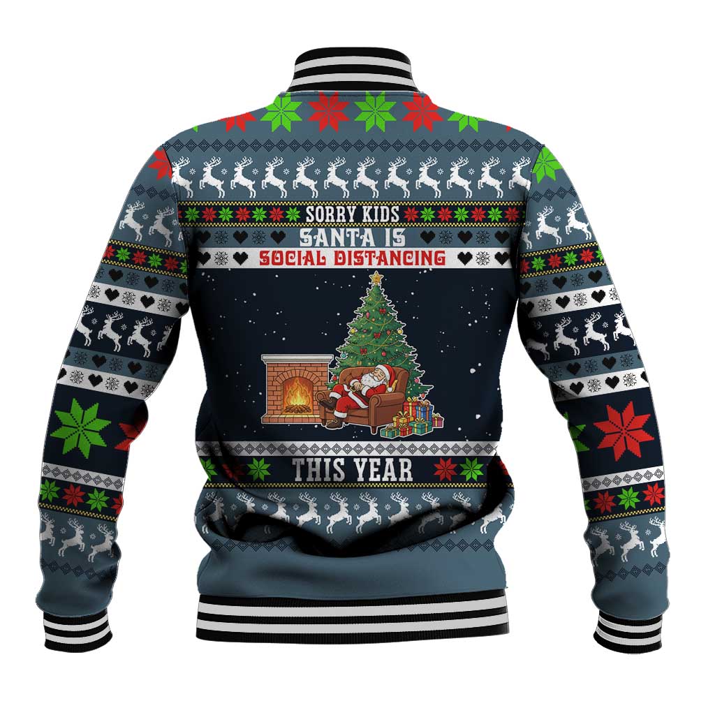 Sorry Kids Santa Is Social Distancing This Year Christmas Baseball Jacket Xmas Holiday Patterns - Wonder Print Shop