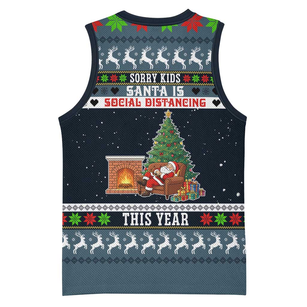 Sorry Kids Santa Is Social Distancing This Year Christmas Basketball Jersey Xmas Holiday Patterns - Wonder Print Shop