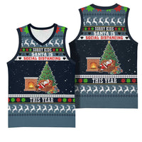 Sorry Kids Santa Is Social Distancing This Year Christmas Basketball Jersey Xmas Holiday Patterns - Wonder Print Shop