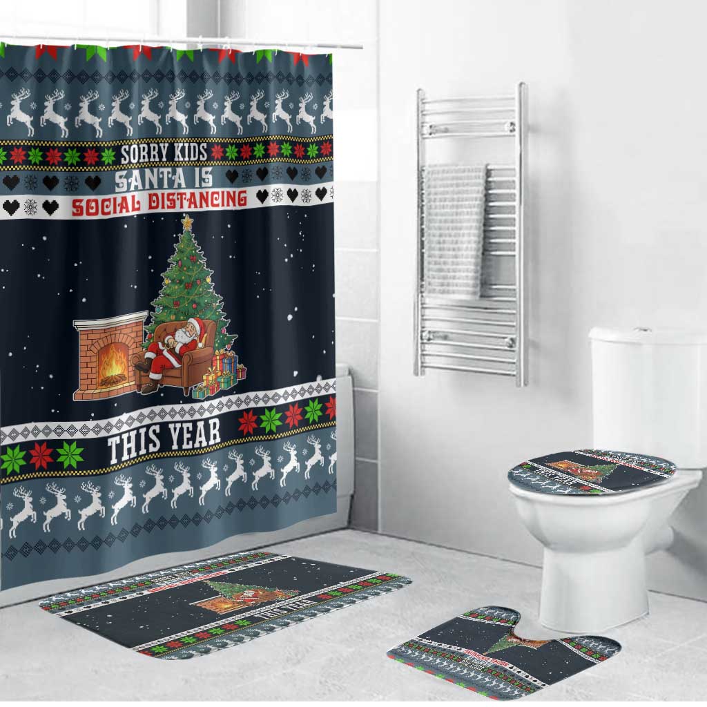 Sorry Kids Santa Is Social Distancing This Year Christmas Bathroom Set Xmas Holiday Patterns - Wonder Print Shop