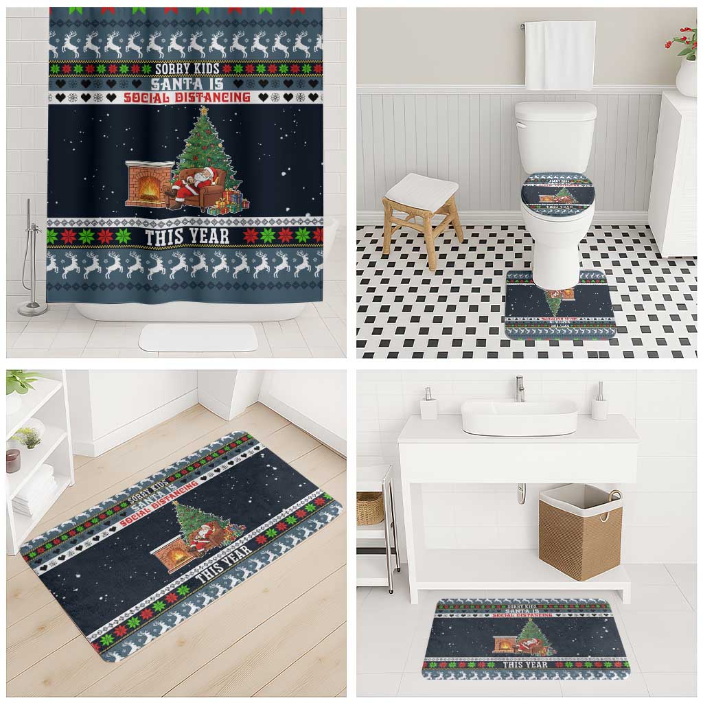 Sorry Kids Santa Is Social Distancing This Year Christmas Bathroom Set Xmas Holiday Patterns - Wonder Print Shop