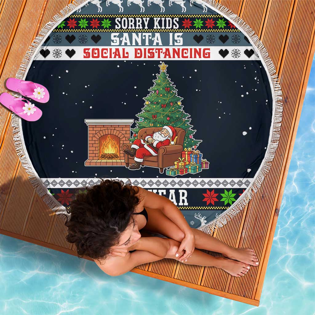 Sorry Kids Santa Is Social Distancing This Year Christmas Beach Blanket Xmas Holiday Patterns - Wonder Print Shop