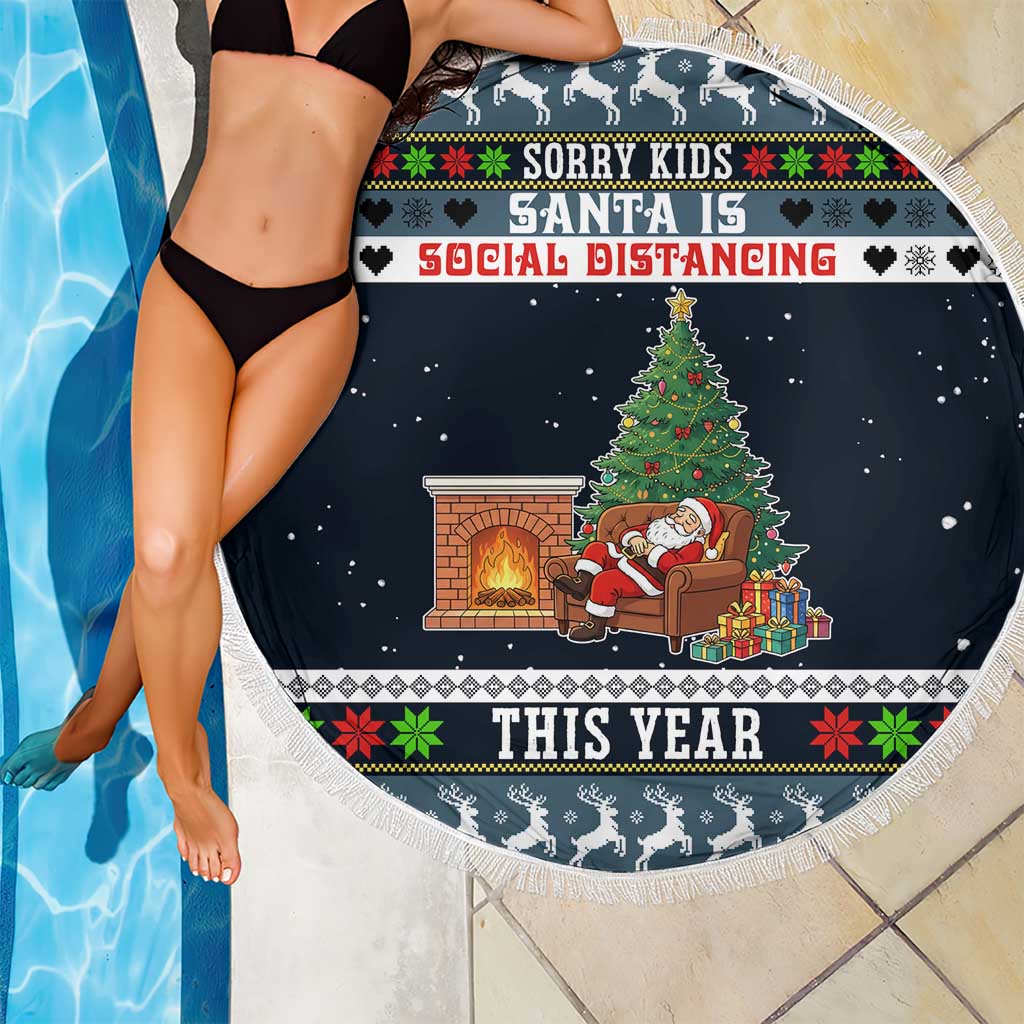 Sorry Kids Santa Is Social Distancing This Year Christmas Beach Blanket Xmas Holiday Patterns - Wonder Print Shop