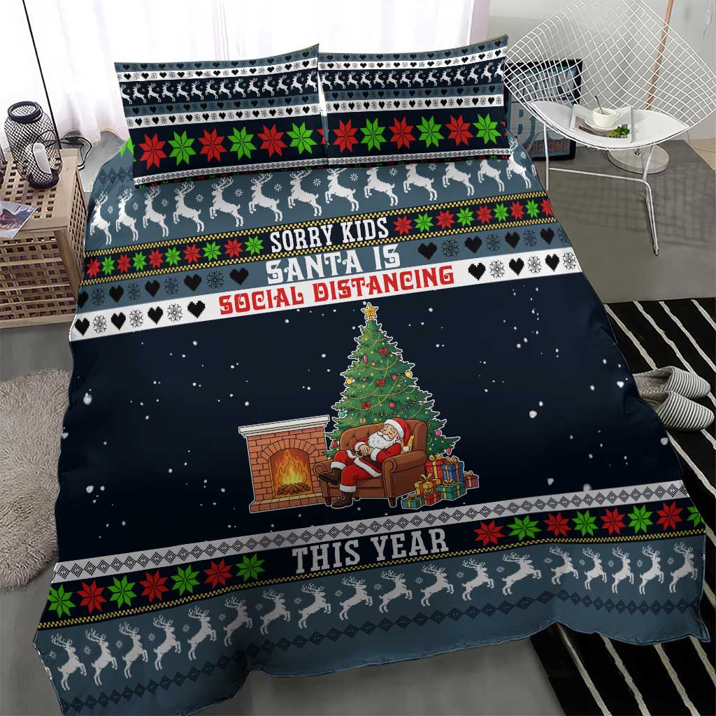 Sorry Kids Santa Is Social Distancing This Year Christmas Bedding Set Xmas Holiday Patterns - Wonder Print Shop