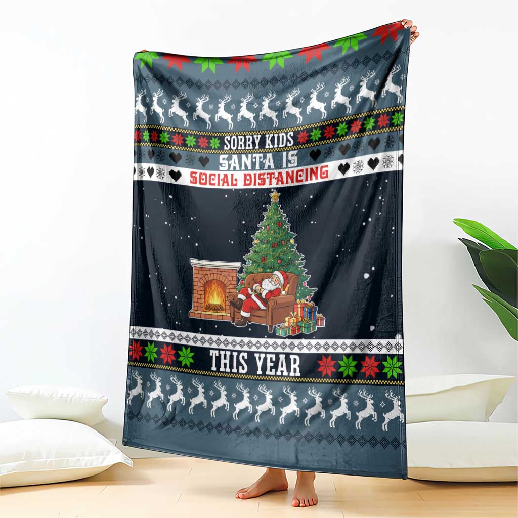Sorry Kids Santa Is Social Distancing This Year Christmas Blanket Xmas Holiday Patterns - Wonder Print Shop