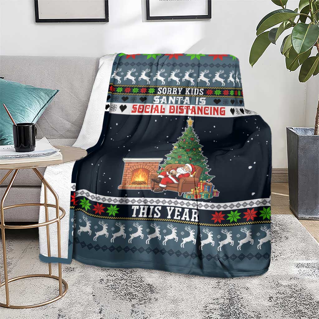 Sorry Kids Santa Is Social Distancing This Year Christmas Blanket Xmas Holiday Patterns - Wonder Print Shop