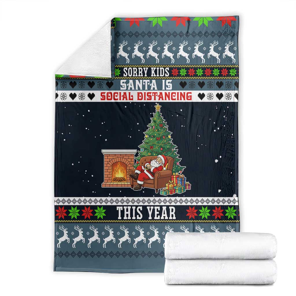 Sorry Kids Santa Is Social Distancing This Year Christmas Blanket Xmas Holiday Patterns - Wonder Print Shop