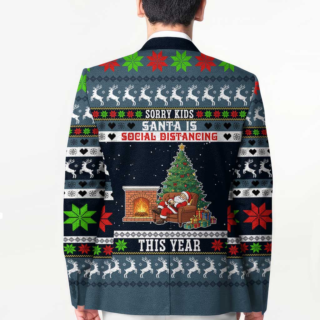 Sorry Kids Santa Is Social Distancing This Year Christmas Blazer Xmas Holiday Patterns - Wonder Print Shop