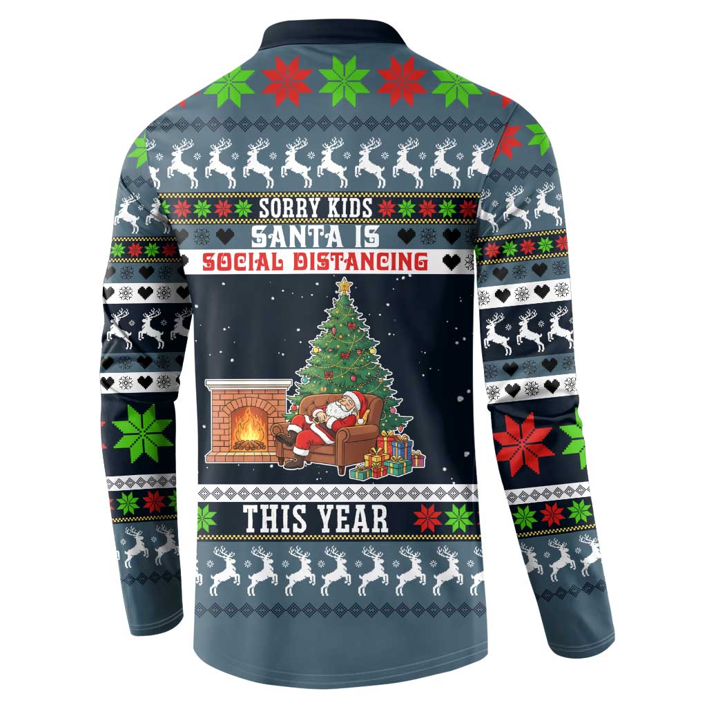 Sorry Kids Santa Is Social Distancing This Year Christmas Button Sweatshirt Xmas Holiday Patterns - Wonder Print Shop