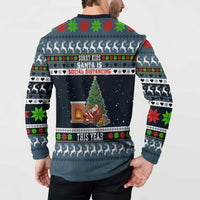 Sorry Kids Santa Is Social Distancing This Year Christmas Button Sweatshirt Xmas Holiday Patterns - Wonder Print Shop