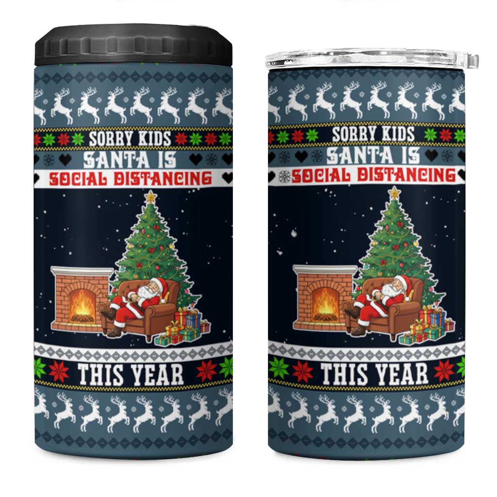 Sorry Kids Santa Is Social Distancing This Year Christmas 4 in 1 Can Cooler Tumbler Xmas Holiday Patterns - Wonder Print Shop