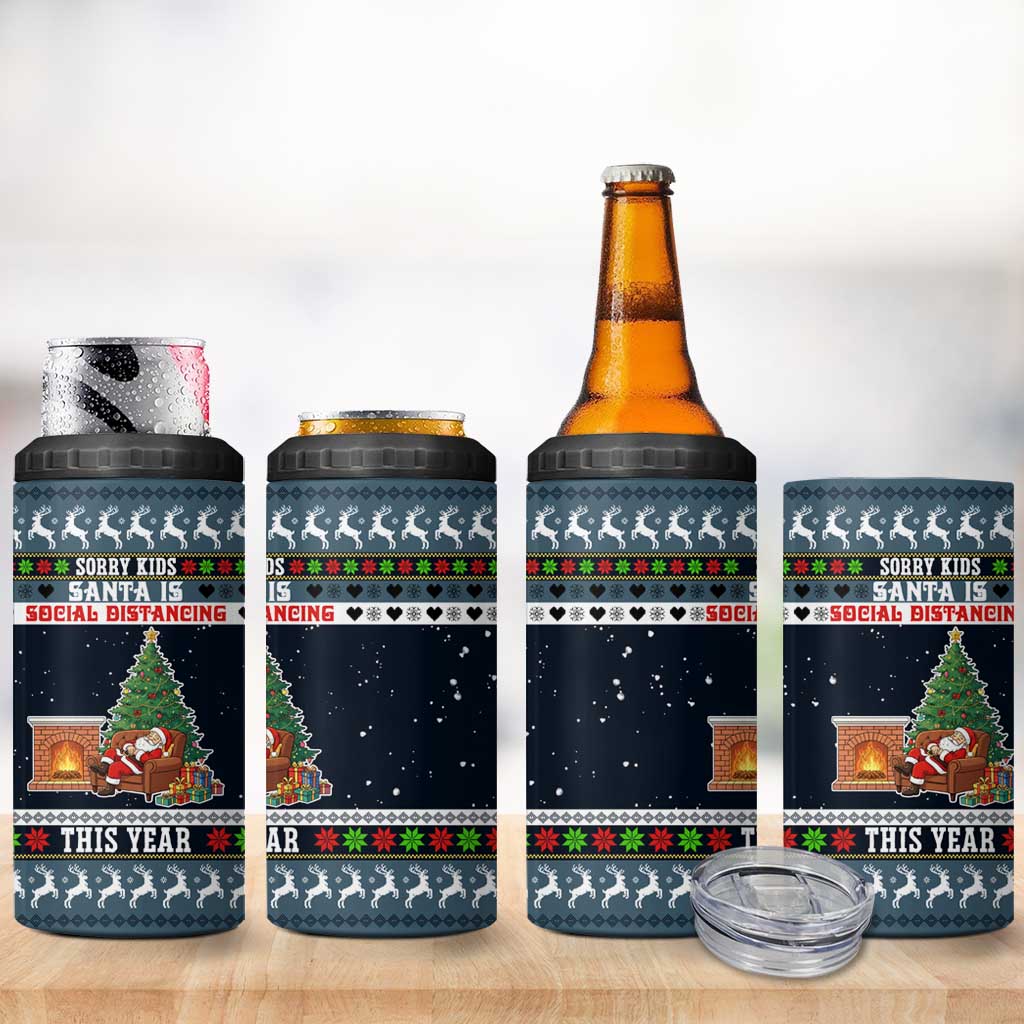 Sorry Kids Santa Is Social Distancing This Year Christmas 4 in 1 Can Cooler Tumbler Xmas Holiday Patterns - Wonder Print Shop