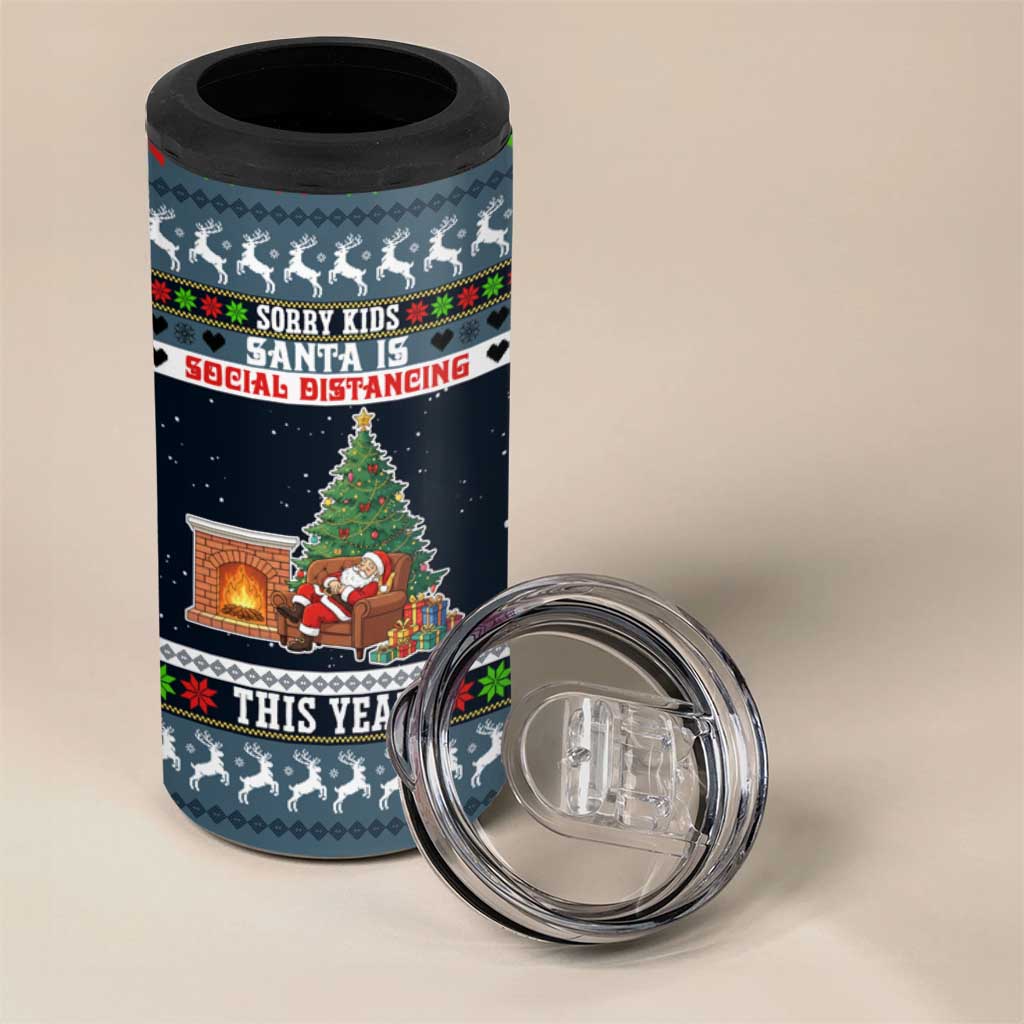 Sorry Kids Santa Is Social Distancing This Year Christmas 4 in 1 Can Cooler Tumbler Xmas Holiday Patterns - Wonder Print Shop