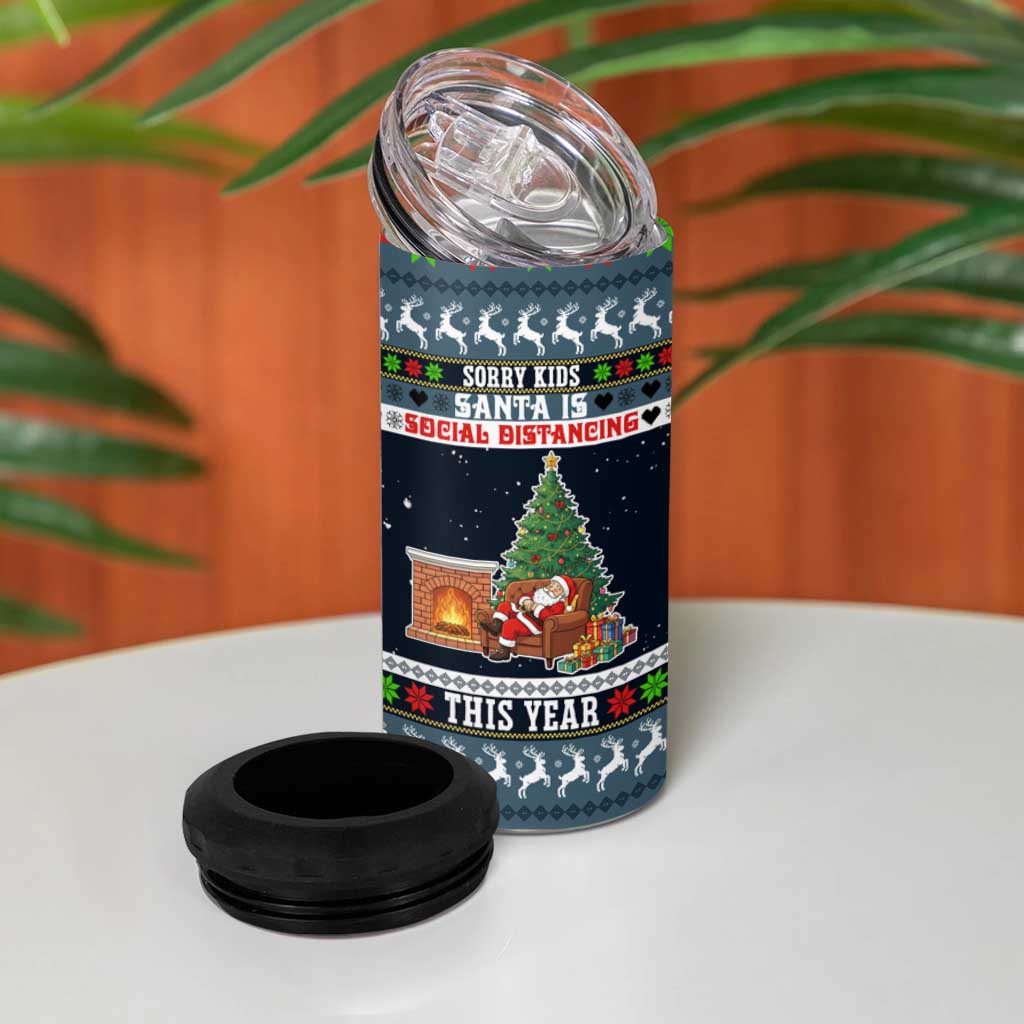 Sorry Kids Santa Is Social Distancing This Year Christmas 4 in 1 Can Cooler Tumbler Xmas Holiday Patterns - Wonder Print Shop