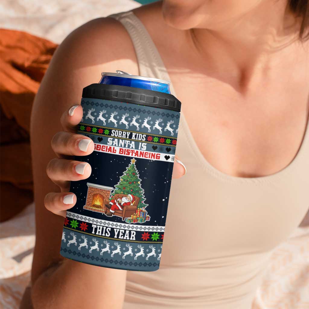Sorry Kids Santa Is Social Distancing This Year Christmas 4 in 1 Can Cooler Tumbler Xmas Holiday Patterns - Wonder Print Shop