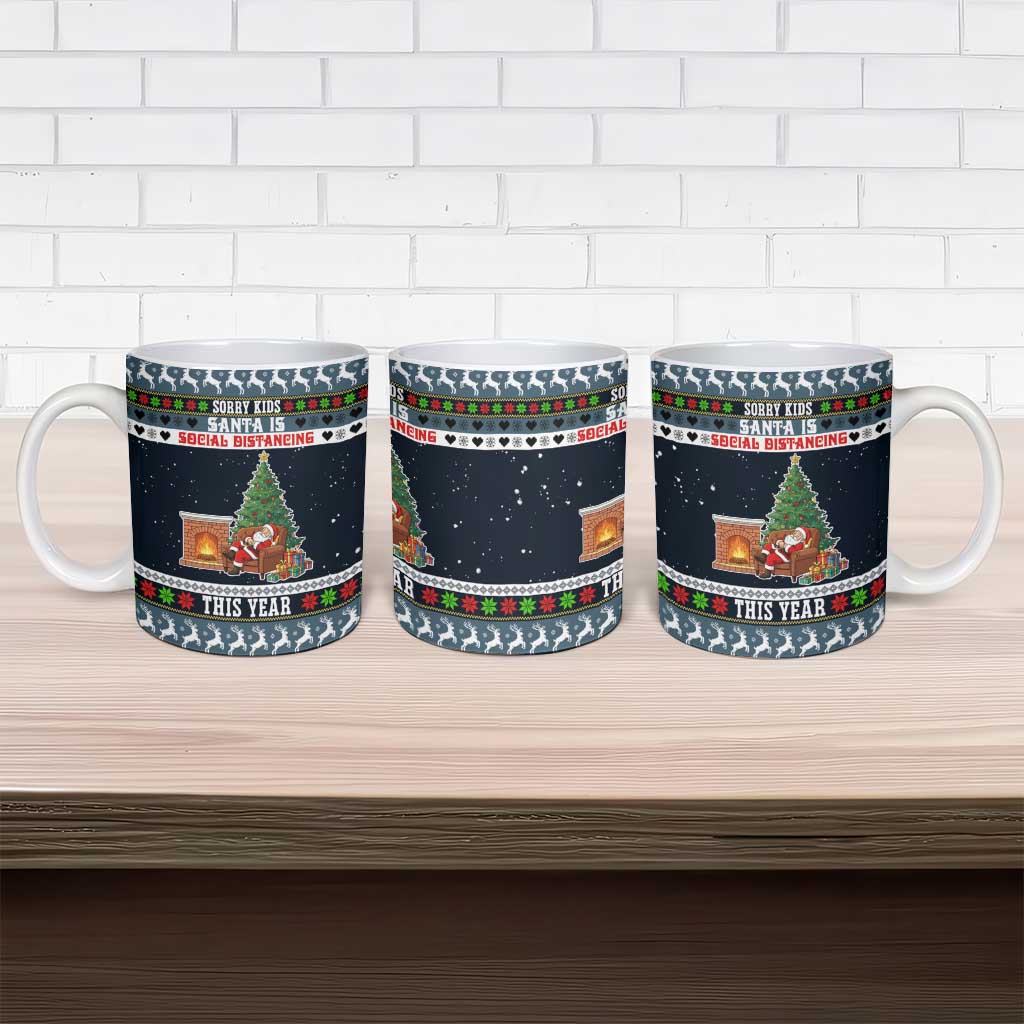 Sorry Kids Santa Is Social Distancing This Year Christmas Ceramic Mug Xmas Holiday Patterns - Wonder Print Shop