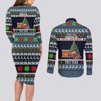 Sorry Kids Santa Is Social Distancing This Year Christmas Couples Matching Long Sleeve Bodycon Dress and Long Sleeve Button Shirt Xmas Holiday Patterns - Wonder Print Shop