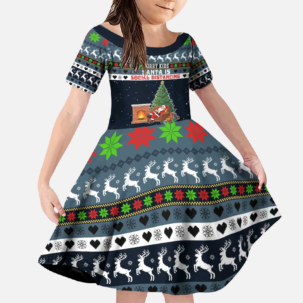 Sorry Kids Santa Is Social Distancing This Year Christmas Family Matching Off Shoulder Maxi Dress and Hawaiian Shirt Xmas Holiday Patterns - Wonder Print Shop