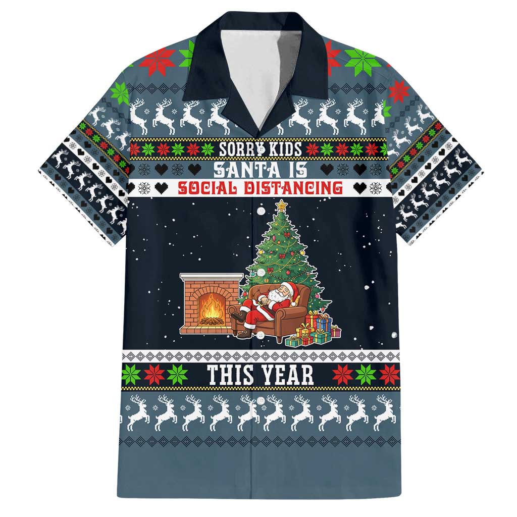 Sorry Kids Santa Is Social Distancing This Year Christmas Family Matching Off Shoulder Maxi Dress and Hawaiian Shirt Xmas Holiday Patterns - Wonder Print Shop