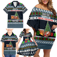 Sorry Kids Santa Is Social Distancing This Year Christmas Family Matching Off Shoulder Short Dress and Hawaiian Shirt Xmas Holiday Patterns - Wonder Print Shop