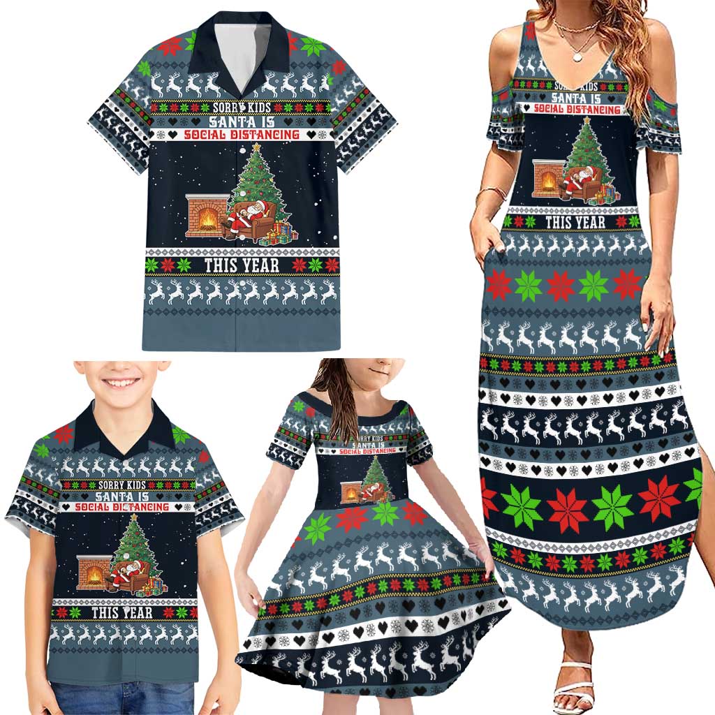Sorry Kids Santa Is Social Distancing This Year Christmas Family Matching Summer Maxi Dress and Hawaiian Shirt Xmas Holiday Patterns - Wonder Print Shop